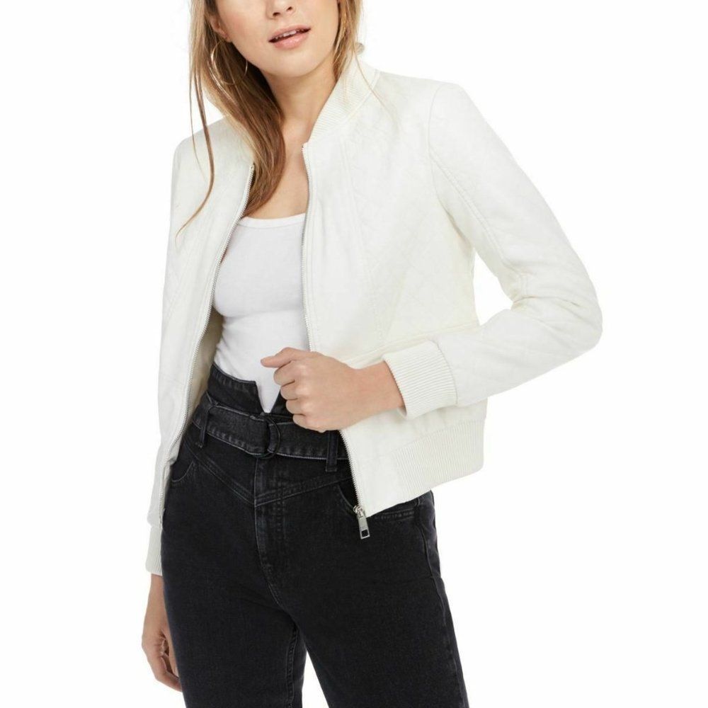 Guess Melissa Faux-Leather Bomber Jacket Size M NWT